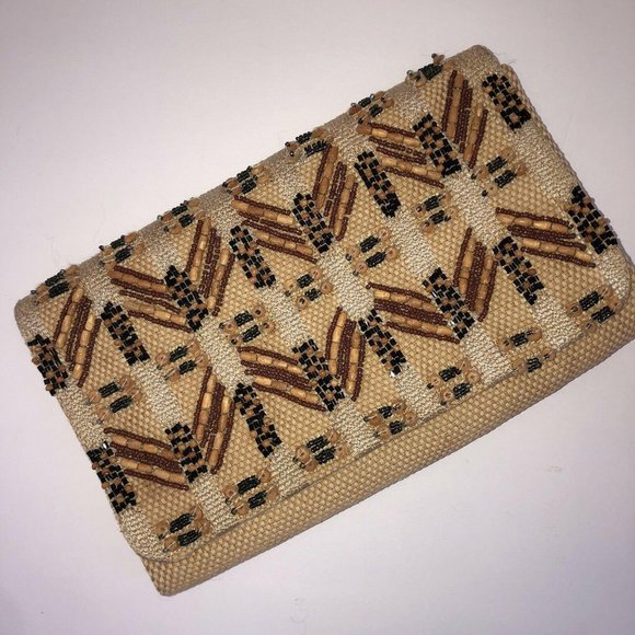 French Connection Woven Wicker Clutch